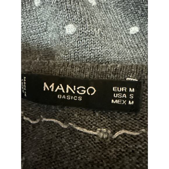 MNG Mango Women's Gray White Long Sleeve Polka Dots Knit T Shirt Tee Top Size S - Picture 3 of 3